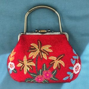 VINTAGE Beaded Purse with Palm/Floral Pattern